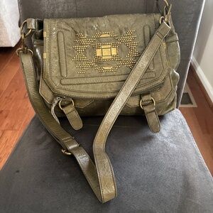 The SAK Silverlake Olive Green Studded Leather Crossbody Handbag